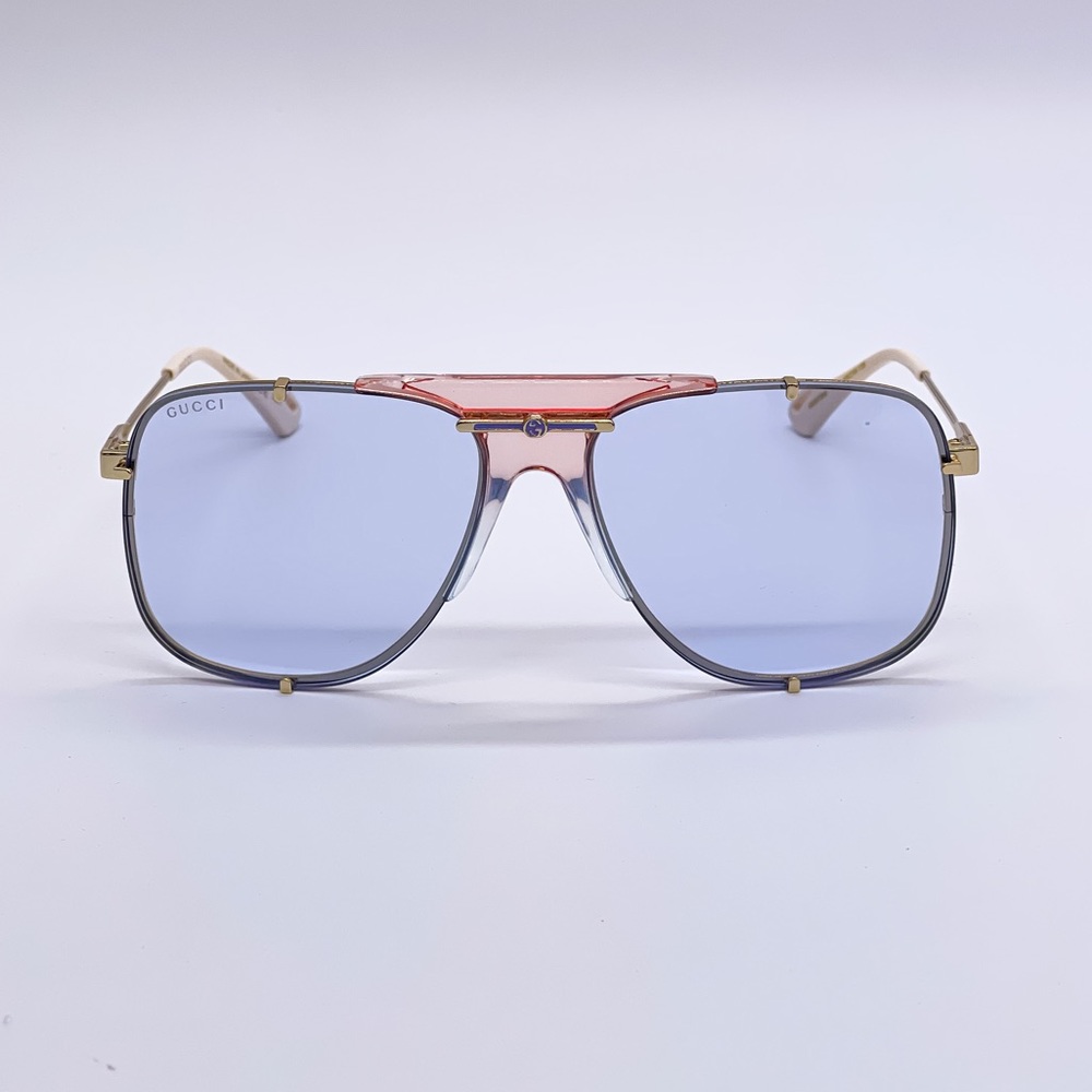 NEW GUCCI GG0739S 005 UNISEX PILOT FRAME SUNGLASSES GUCCI GG0739S BLUE - Picture 3 of 12